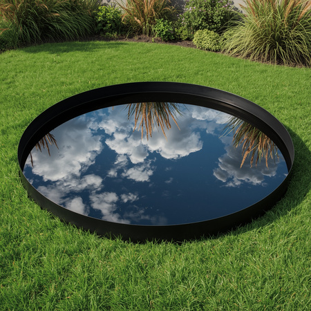 Garden Pond / Water Mirror - Round Black Bowl, Galvanized Steel 100cm