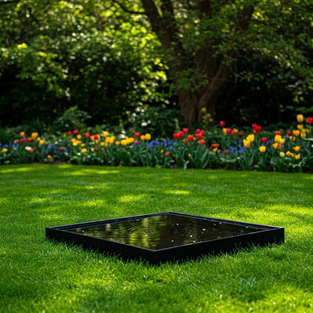Wasserschale / Wasserspiegel Quadratische 80, Gartendekoration für Terrasse und Rasen, Dekorative Schachtabdeckung