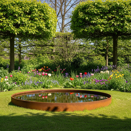 Bassin de Jardin / Miroir d'Eau - Vasque Ronde CORTEN 100cm | Braséro